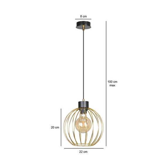 Wisząca lampa PINETA 1B BLACK/GOLD (559/1B) - Emibig