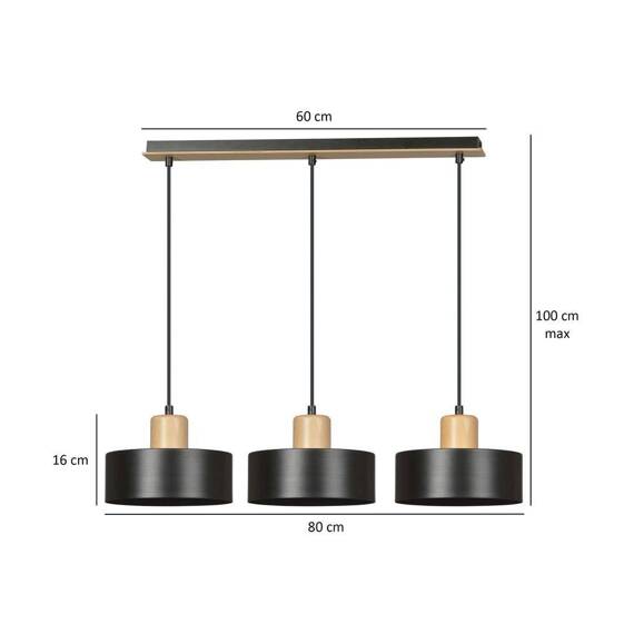 Wisząca lampa TORIN 3 BLACK czarny (1046/3) - Emibig