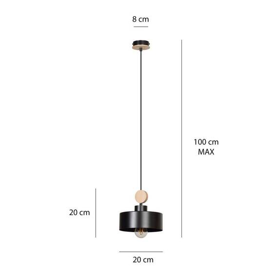 Wisząca lampa TUNISO 1 BLACK czarny (582/1) - Emibig