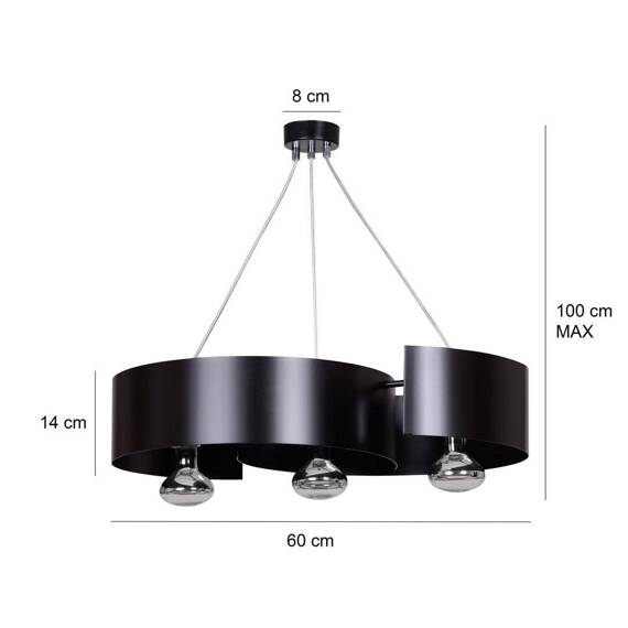 Wisząca lampa VIXON 3 BLACK czarny (284/3) - Emibig