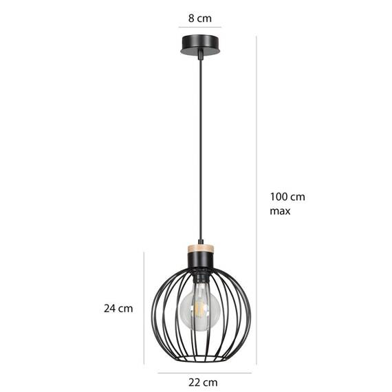 Zwis BARBADO 1 BLACK czarny (754/1) - Emibig