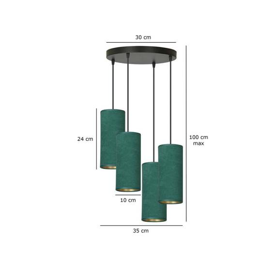 Zwis BENTE 4 BL PREMIUM GREEN czarny (1058/4PREM) - Emibig