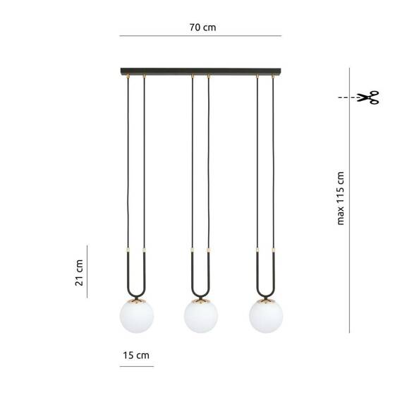 Zwis GLAM 3 BLACK/OPAL czarny (1112/3) - Emibig