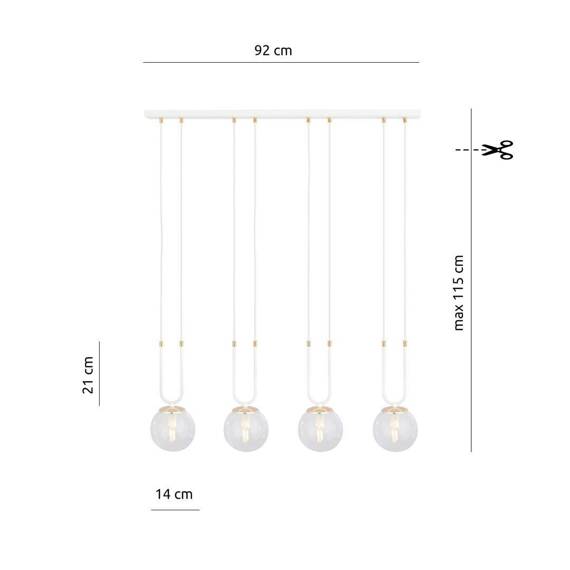 Zwis GLAM 4 WHITE/TRANSPARENT biały (1116/4) - Emibig