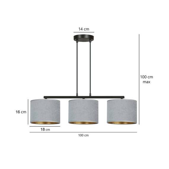 Zwis HILDE 3 BL GRAY czarny (1050/3) - Emibig