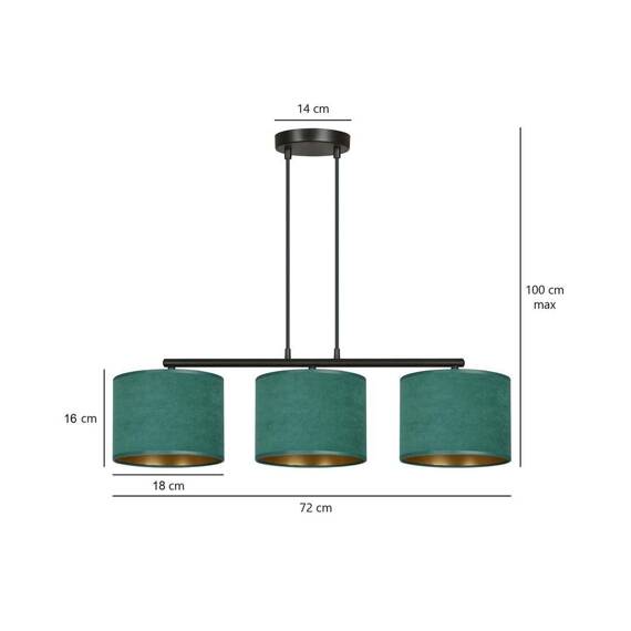 Zwis HILDE 3 BL GREEN czarny (1051/3) - Emibig