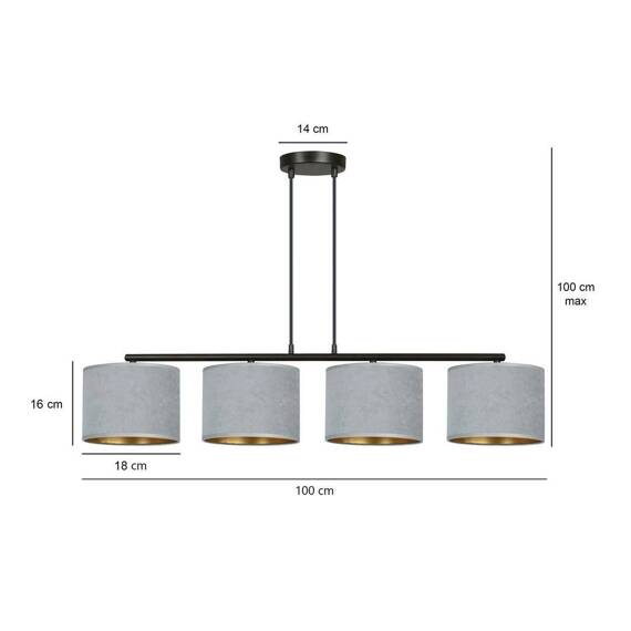 Zwis HILDE 4 BL GRAY czarny (1050/4) - Emibig