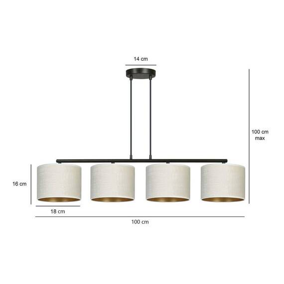 Zwis HILDE 4 BL WHITE czarny (1052/4) - Emibig