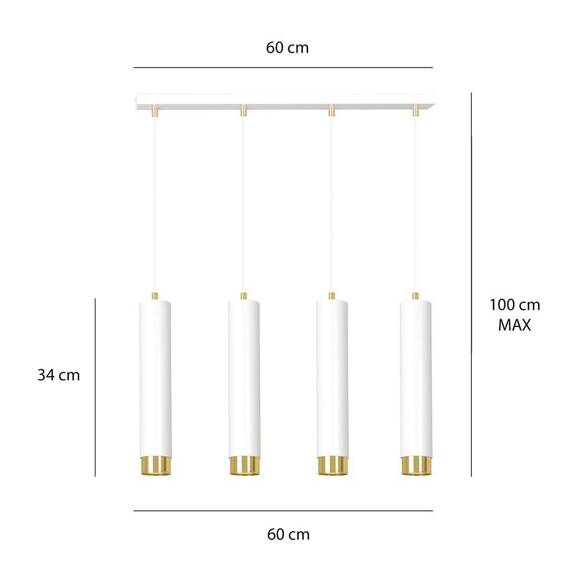 Zwis KIBO 4 WH/GOLD biały-Złoty (642/4) - Emibig