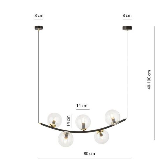 Zwis RITZ 5 BL TRANSPARENT czarny-Złoty (1296/5) - Emibig