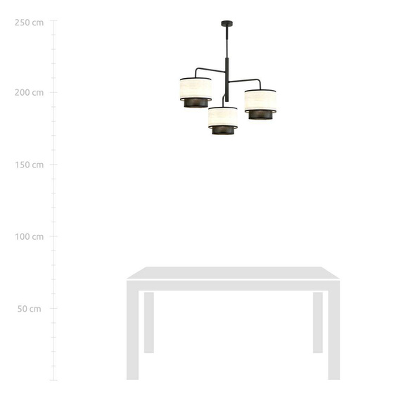 żyrandol ARIGATO 3 MARBEL WHITE czarny (1192/3) - Emibig