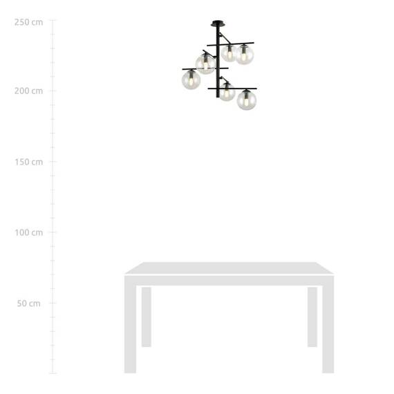 żyrandol CONCORD 6 TRANSPARENT czarny (1198/6) - Emibig