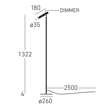 Chors Lampa Podłogowa Czarna Flask SNW DIM