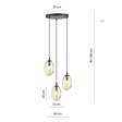 Wisząca lampa ASTRAL 3 BL PREMIUM MIODOWY czarny (1267/3PREM) - Emibig