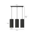 Wisząca lampa BENTE 3 BL BLACK czarny (1067/3) - Emibig